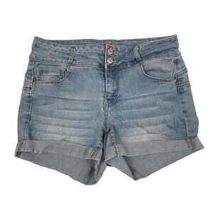 Wax Jean Shorts Butt I Love You Blue Denim Cuffed Womens Size 1XL